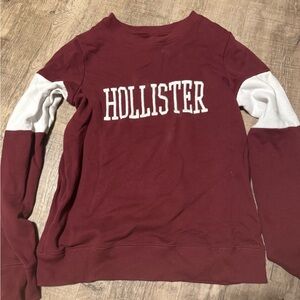 Hollister Maroon and White Sweatshirt